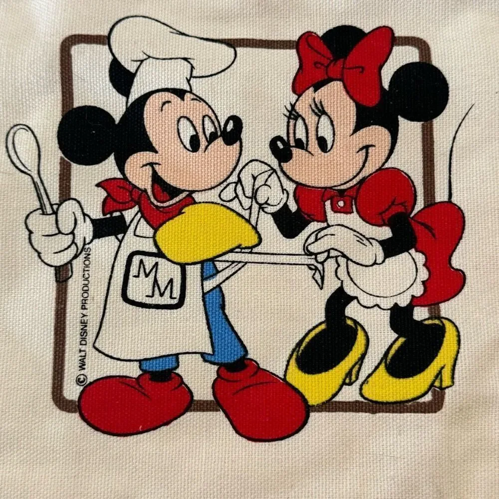 Mickey & Minnie Mouse vintage Disney Kitchen Pot Holder Quilted Oven Mitt 1980’s